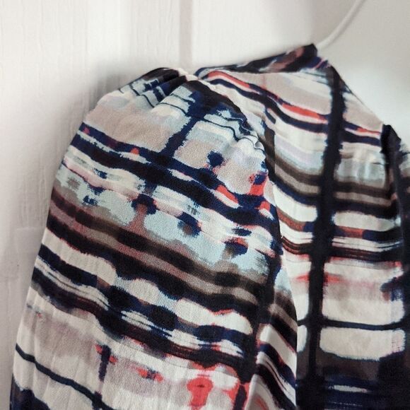 Parker Silk abstract pattern jabea ruffle collar blouse size XS @Z - Picture 9 of 10